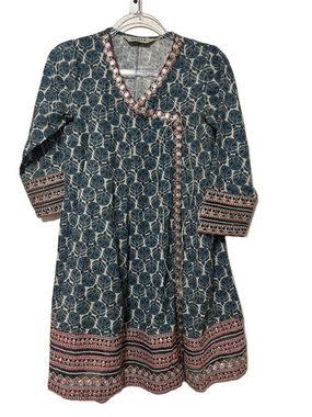 🎟️MARIA .B. Kids Printed Blue Floral Dress with Trim size 8-10 GUC